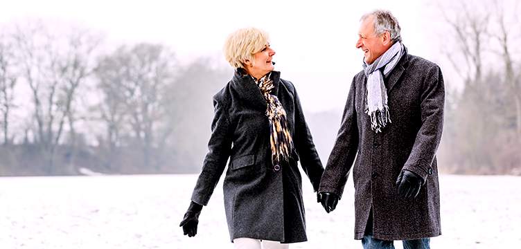 Couple Walking During The Winter